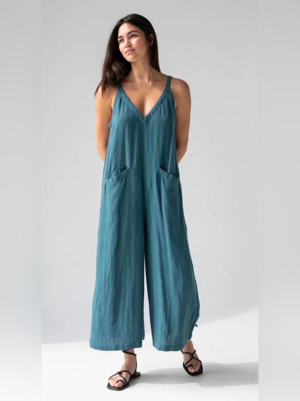 Natural Life Chelsea Cotton Jumpsuit – Teal  - Small